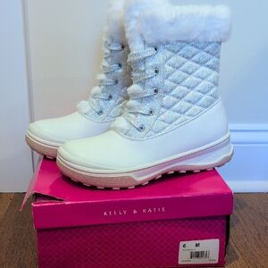 Kelly & Katie Sparkling White Quilted Boots